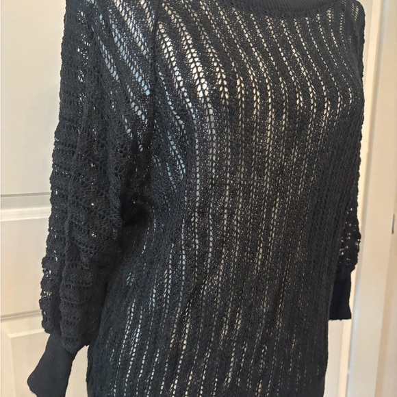 Express black mesh netted tight waistband blouse size L - Picture 2 of 14
